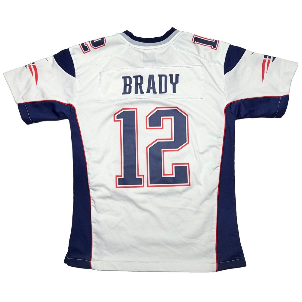 Nike Tom Brady New England Patriots #12 Youth M White NFL Game Jersey